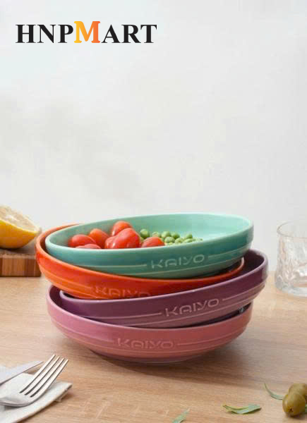 Bộ 4 đĩa sứ dáng phẳng Rainbow Kaiyo, size 18, 23cm - Ảnh 6