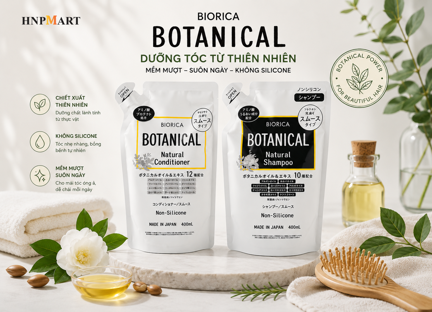 Bộ Dầu Gội Xả Botanical Natural Non Silicone 400ml - Ảnh 2