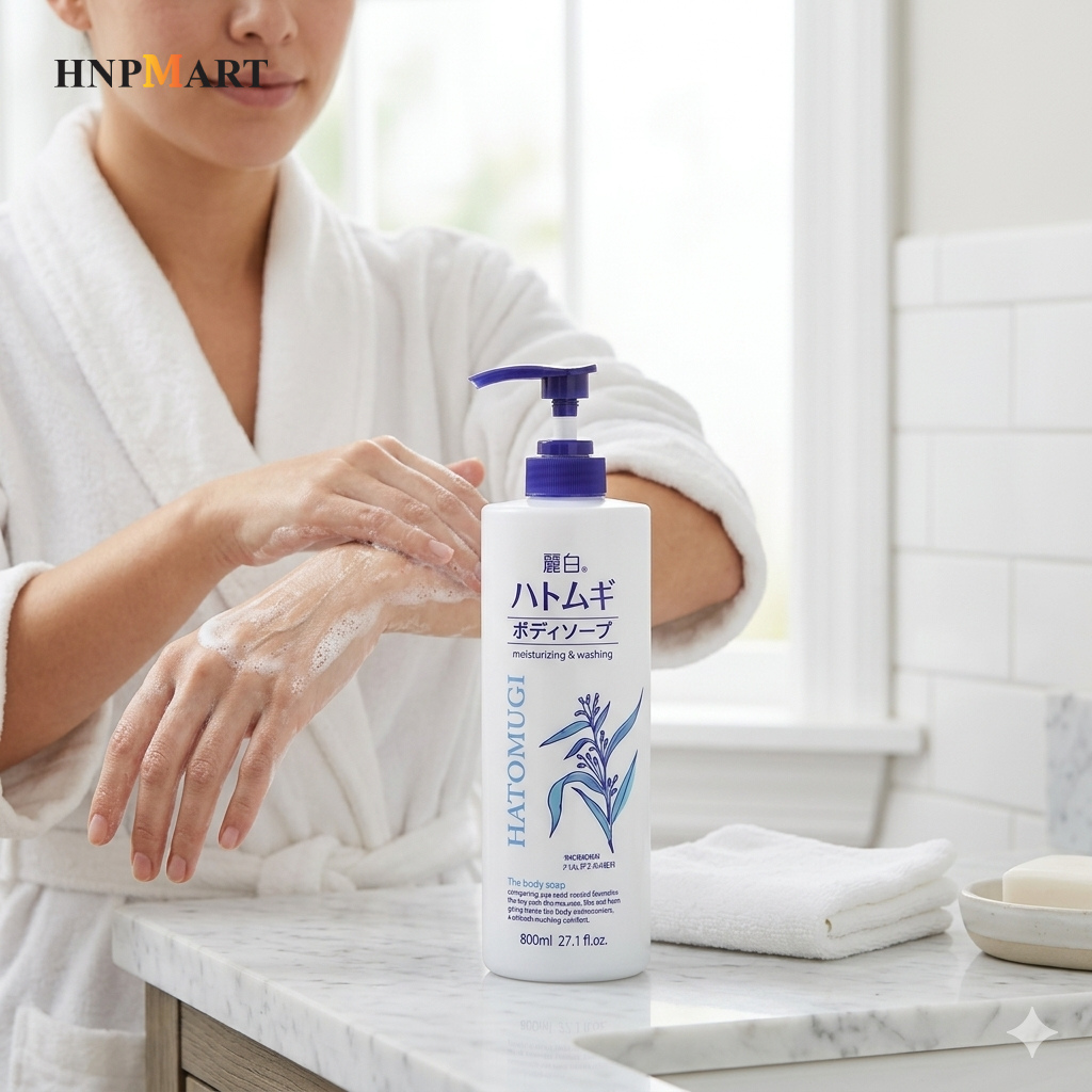 Sữa tắm dưỡng ẩm trắng da Hatomugi Nhật Bản 800ml - Ảnh 3