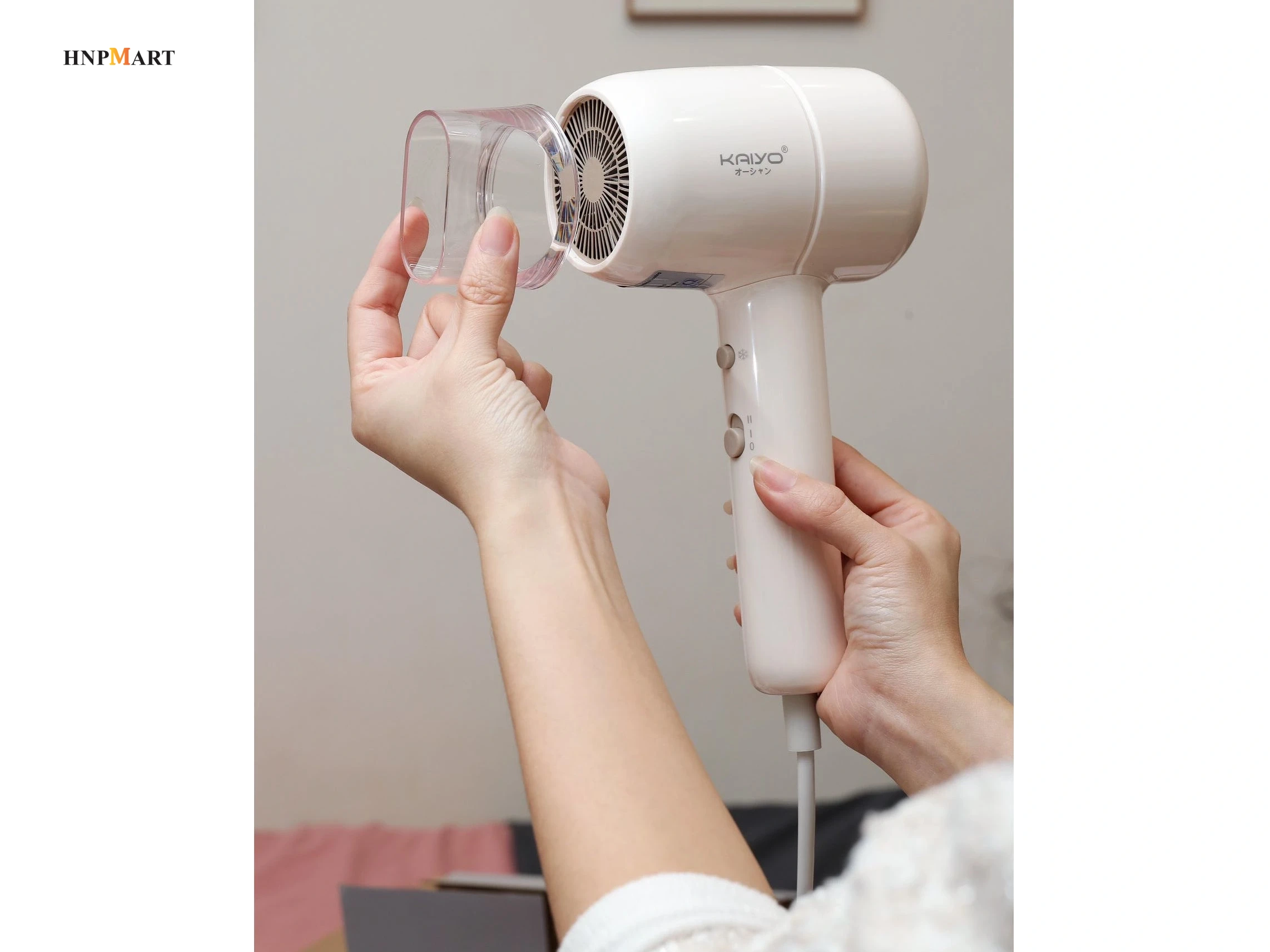 Máy Sấy Tóc Ion Âm Hai Chiều Nóng Lạnh Kaiyo KHD-4199 Màu Trắng kem - Ảnh 6