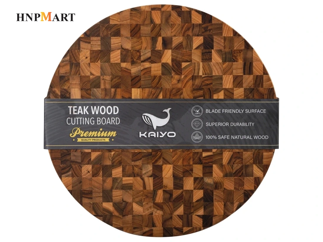 Thớt Chặt Kaiyo Gỗ Teak Premium Hình Tròn TDC04 (30x3.8cm)
