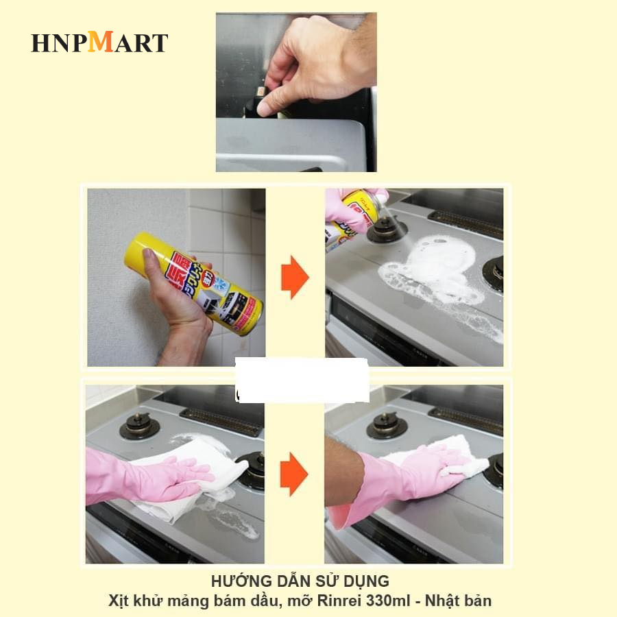 Xịt Khử Mảng Bám, Dầu Mỡ Rinrei 330ml - Ảnh 3