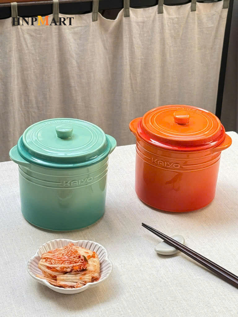 Hũ gốm sứ muối dưa cà Rainbow Kaiyo, 1,5L