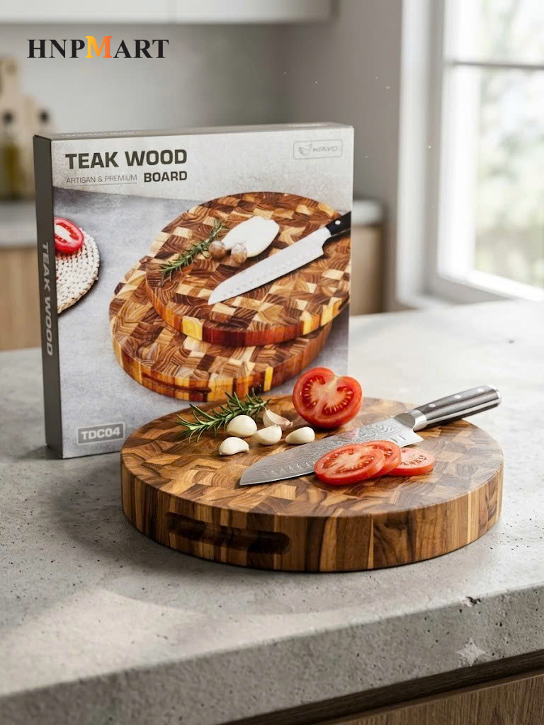 Thớt Thái Kaiyo Gỗ Teak Premium Hình Tròn TDC01 (30x2.5cm) - Ảnh 5