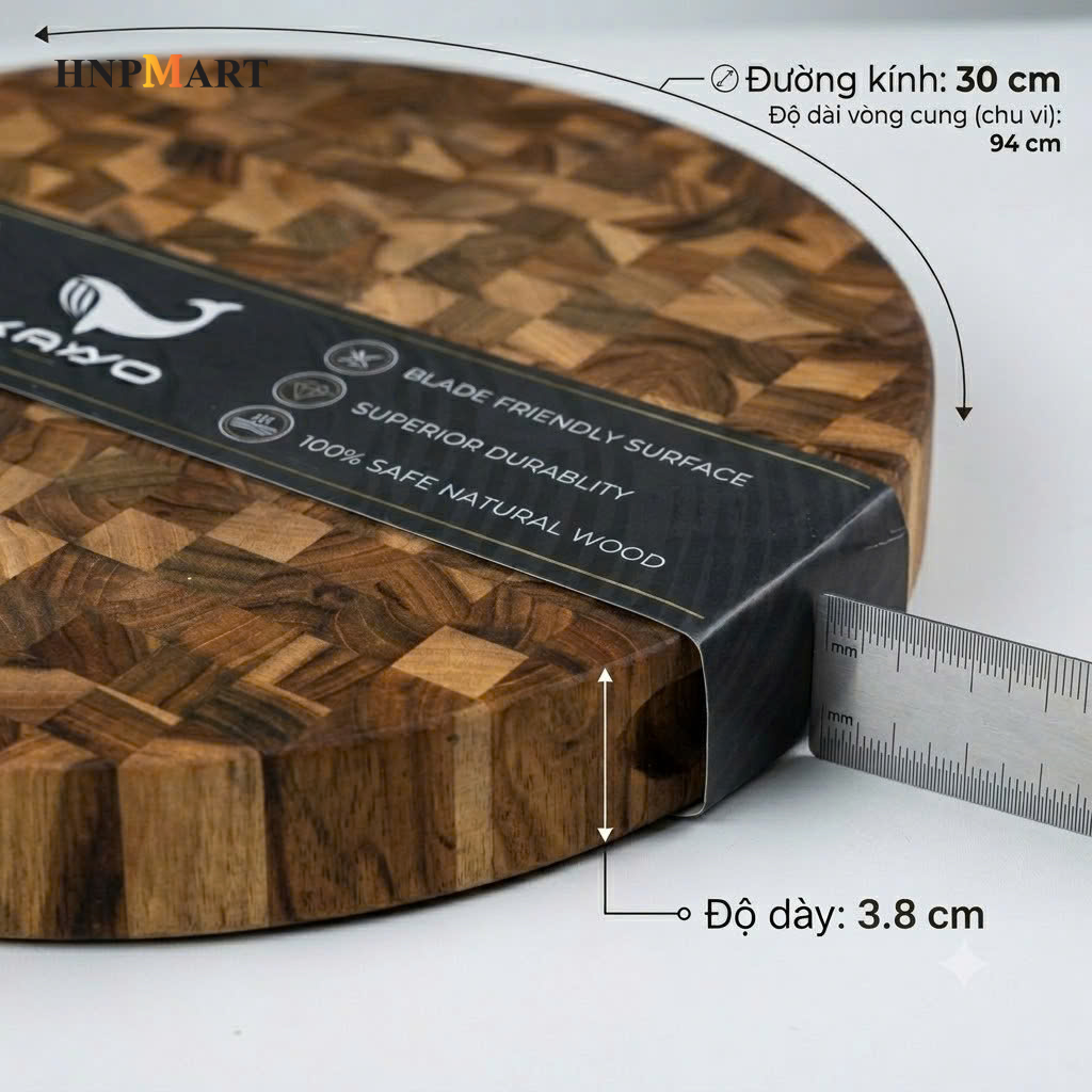 Thớt Thái Kaiyo Gỗ Teak Premium Hình Tròn TDC01 (30x2.5cm) - Ảnh 6