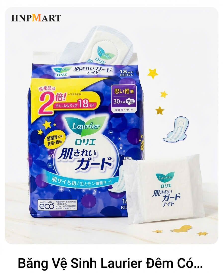 Băng Vệ Sinh Laurier Đêm Có Cánh 30cm 18M - Ảnh 4
