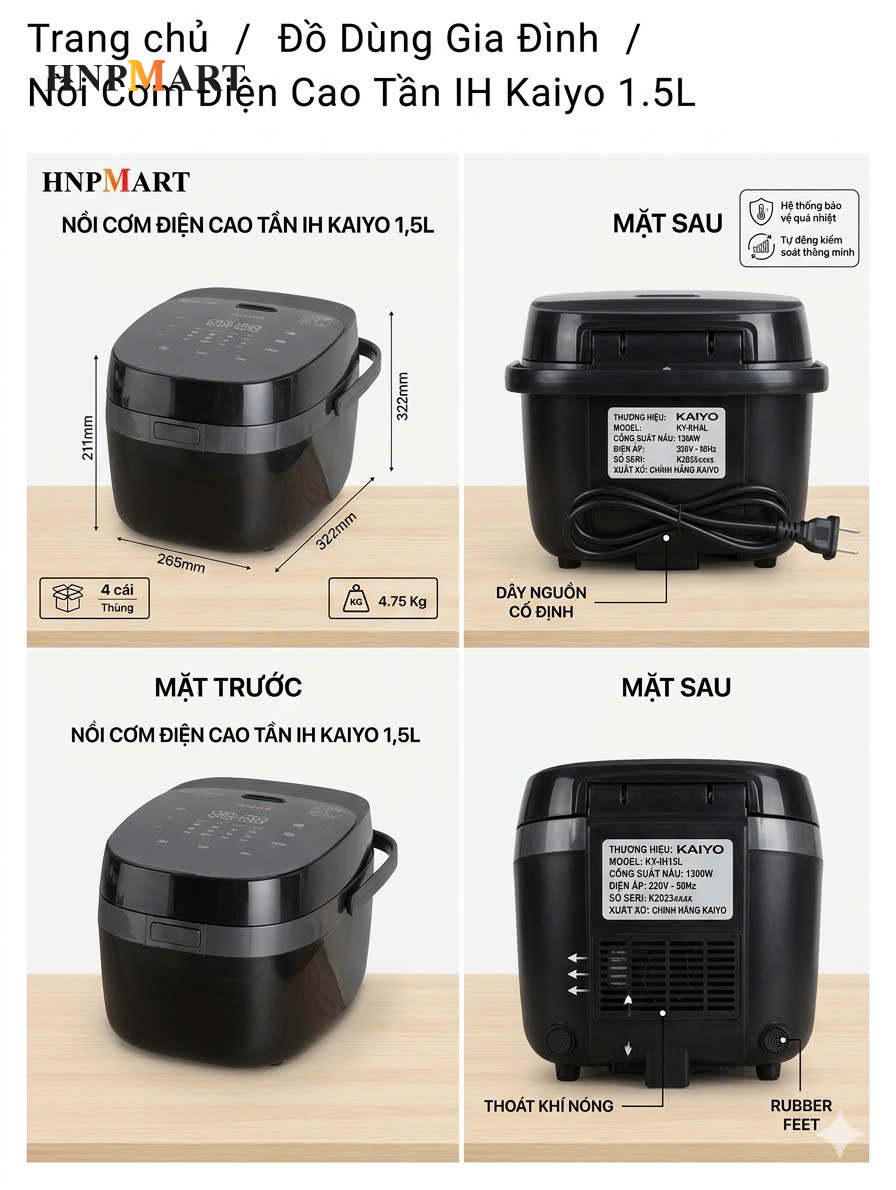 Nồi Cơm Điện Cao Tần IH Kaiyo 1.5L - Ảnh 3