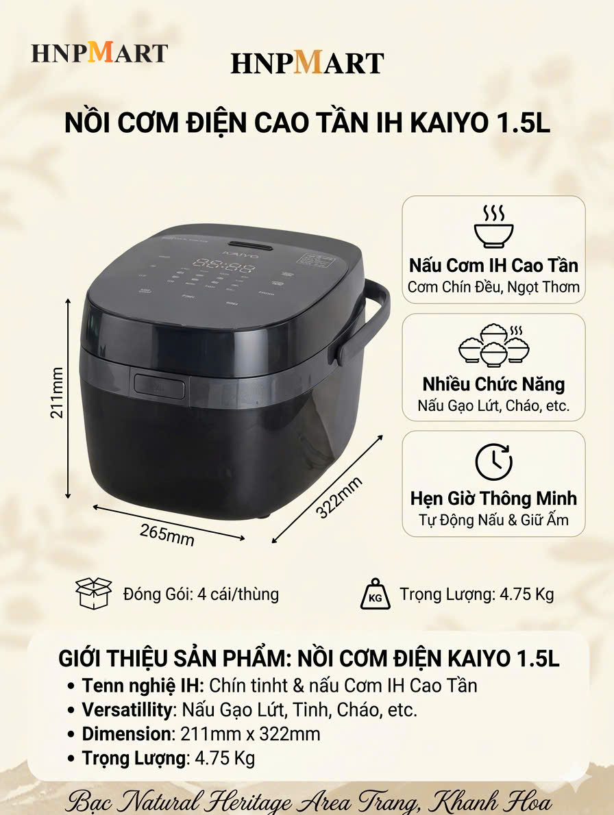 Nồi Cơm Điện Cao Tần IH Kaiyo 1.5L - Ảnh 2