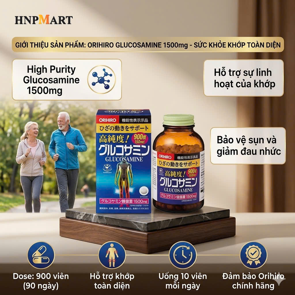 Viên uống bổ xương khớp Glucosamine Orihiro Nhật Bản 900 viên - Ảnh 4