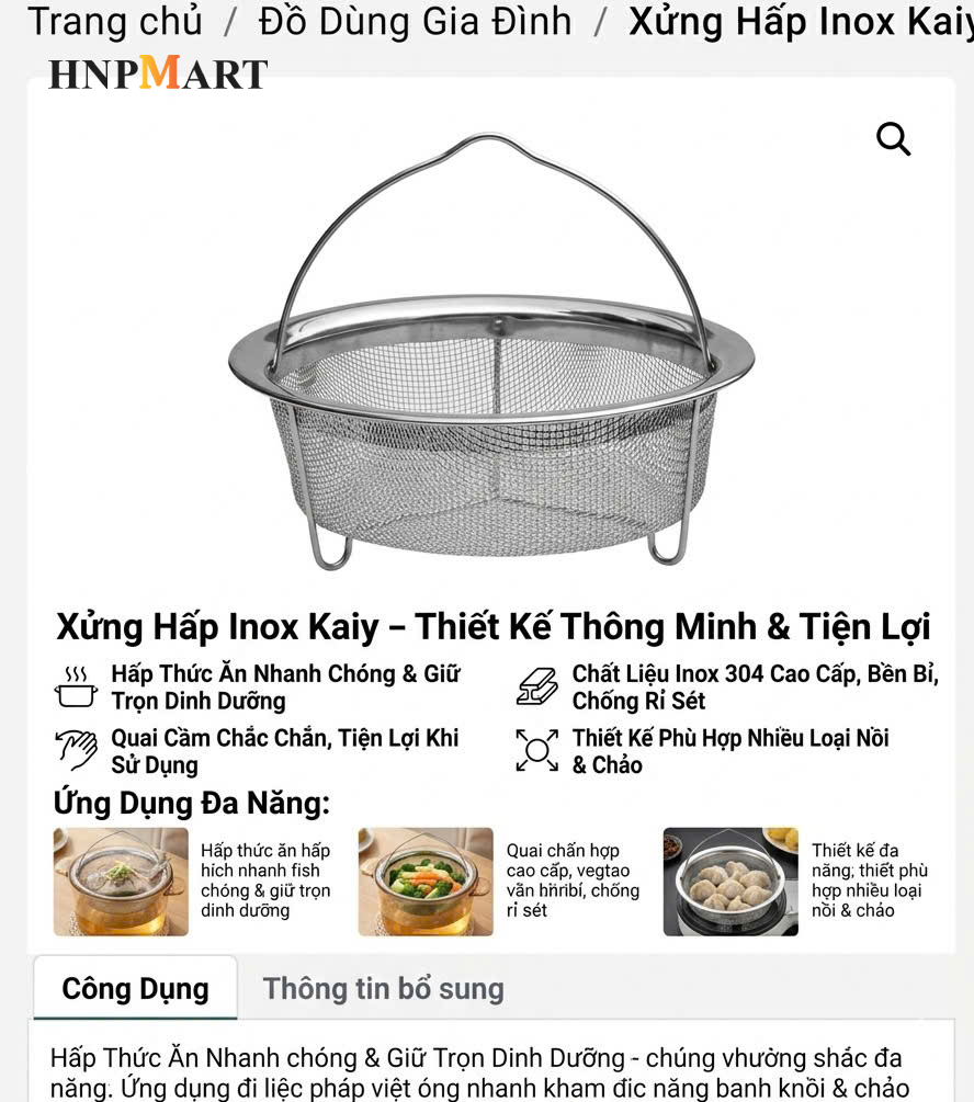 Xửng Hấp Inox Kaiyo Có Quai Xách Đường Kính 20Cm - Ảnh 3