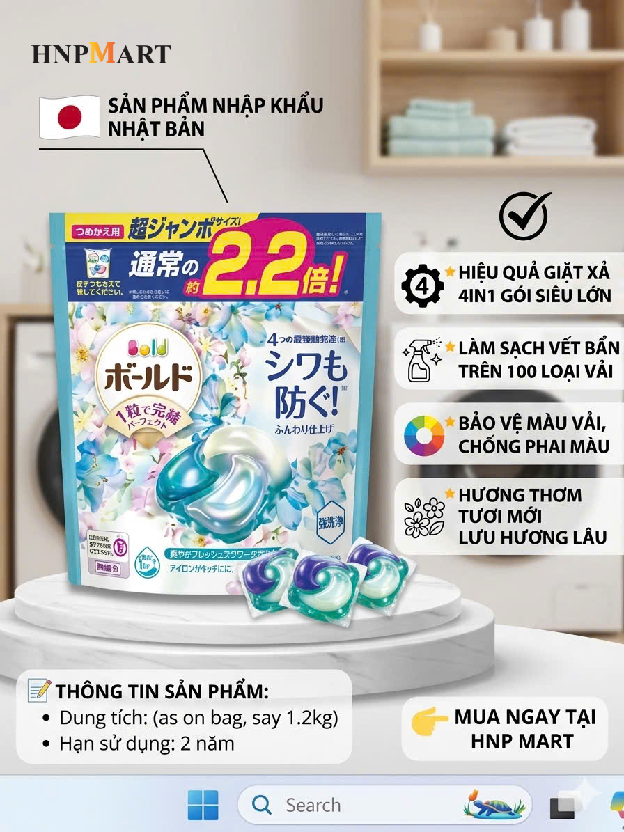 Viên Giặt Xả 4in1 Gelball Bold 24 Viên - Ảnh 3