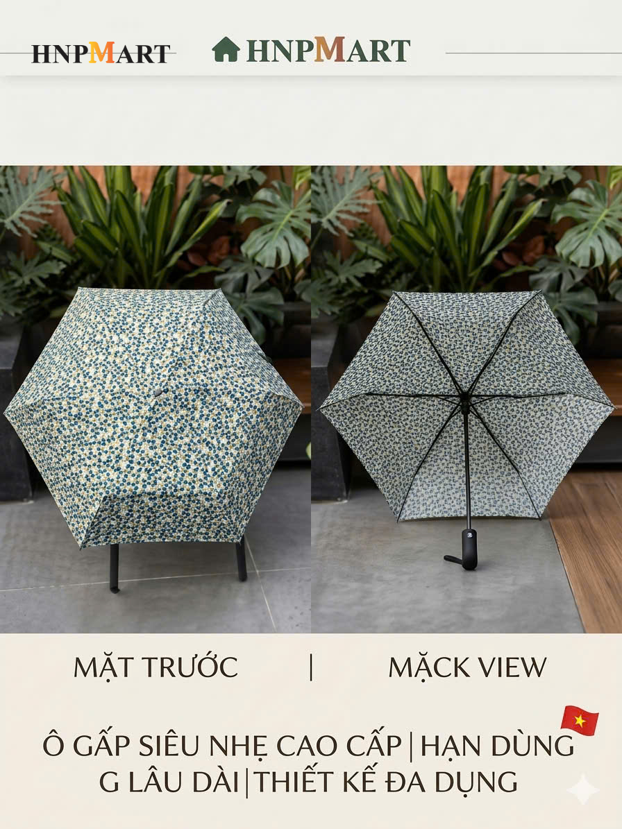 Ô Gấp Gọn Siêu Nhẹ Có Móc Treo Kaiyo, Hoạ Tiết Lá Colorful Leaf ( Lá Nhỏ ) - Ảnh 2