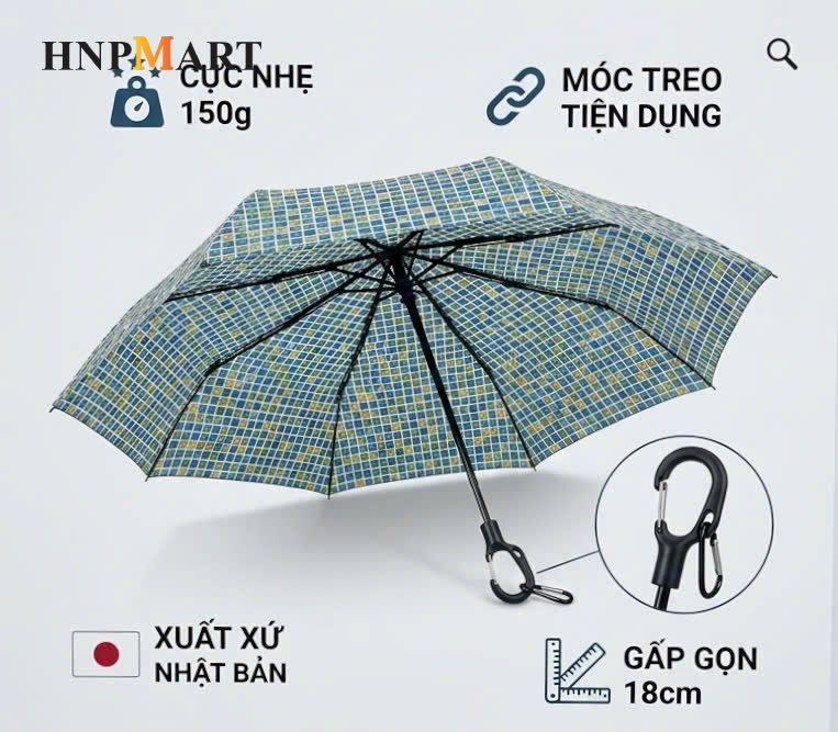 Ô Gấp Gọn Siêu Nhẹ Có Móc Treo Kaiyo, Hoạ Tiết Lá Colorful Leaf ( Lá Nhỏ ) - Ảnh 3