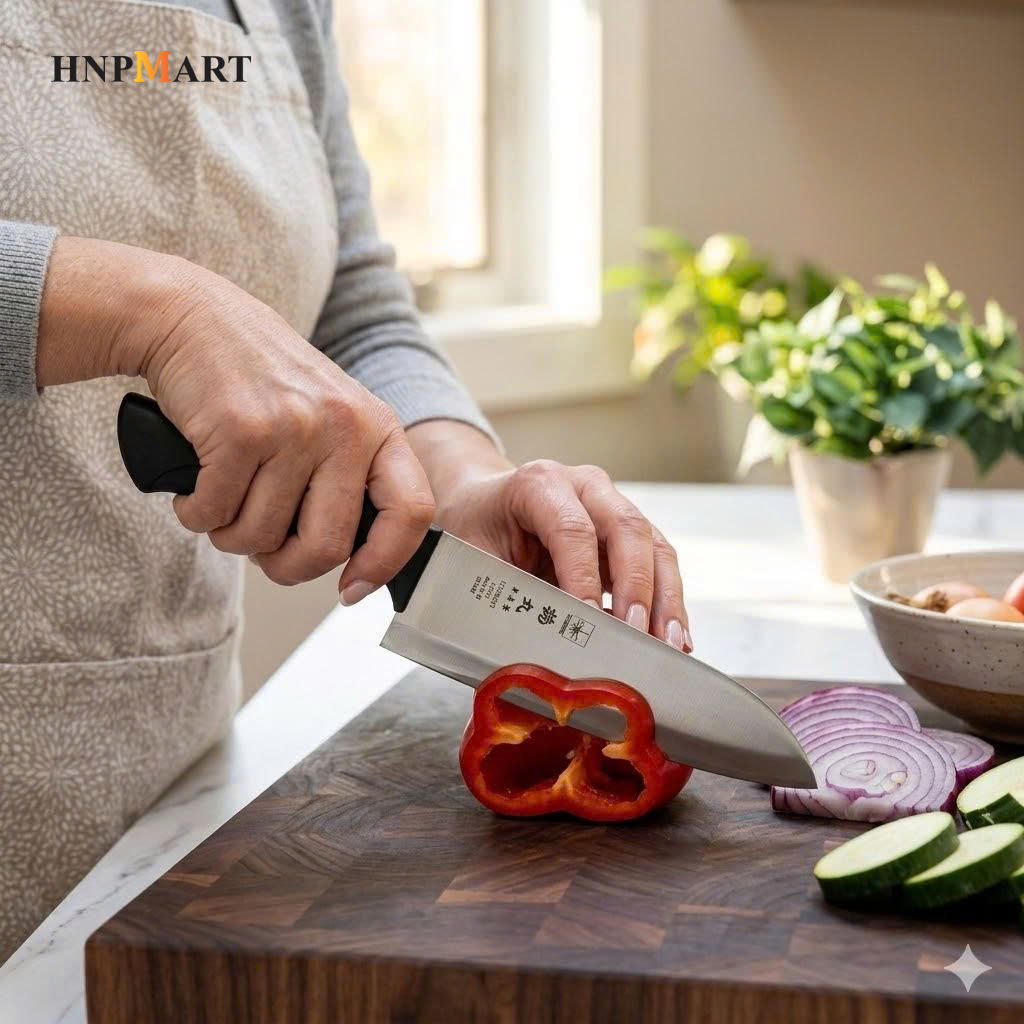 Dao Thái Nhà Bếp Đầu Nhọn Nikken Santoku 28.5Cm - Ảnh 5