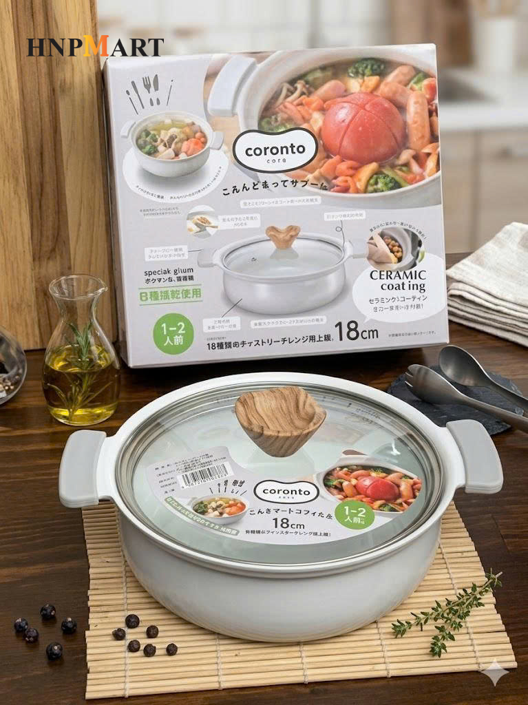 Nồi Lẩu Mini Nhôm Đúc Chống Dính Coronto Kakusee (18Cm, Màu Ghi Đá) - Ảnh 3