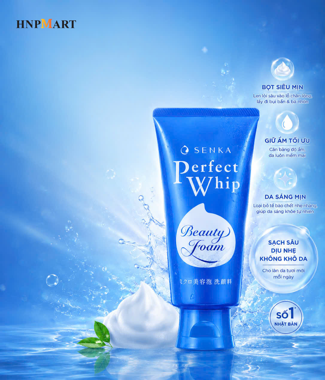 Sữa Rửa Mặt Chiết Xuất Tơ Tằm Trắng Senka Perfect Whip 120g (Xanh) - Ảnh 2