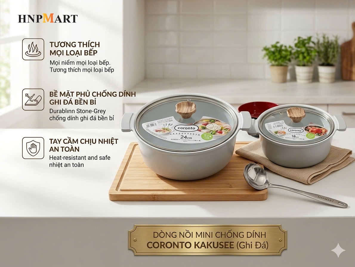 Nồi Lẩu Mini Nhôm Đúc Chống Dính Coronto Kakusee (18Cm, Màu Ghi Đá) - Ảnh 2
