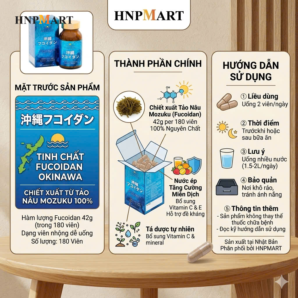 Viên Uống Fucoidan Ngăn Ngừa & Hỗ Trợ Điều Trị Ung Thư Okinawa 180 Viên - Ảnh 4