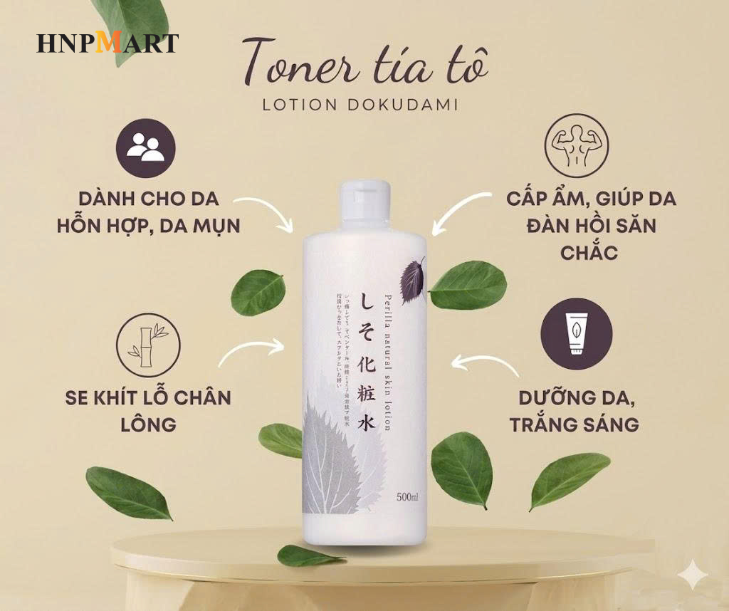 Nước hoa hồng lá tía tô Dokudami Perilla Natural 500ml Nhật Bản - Ảnh 5