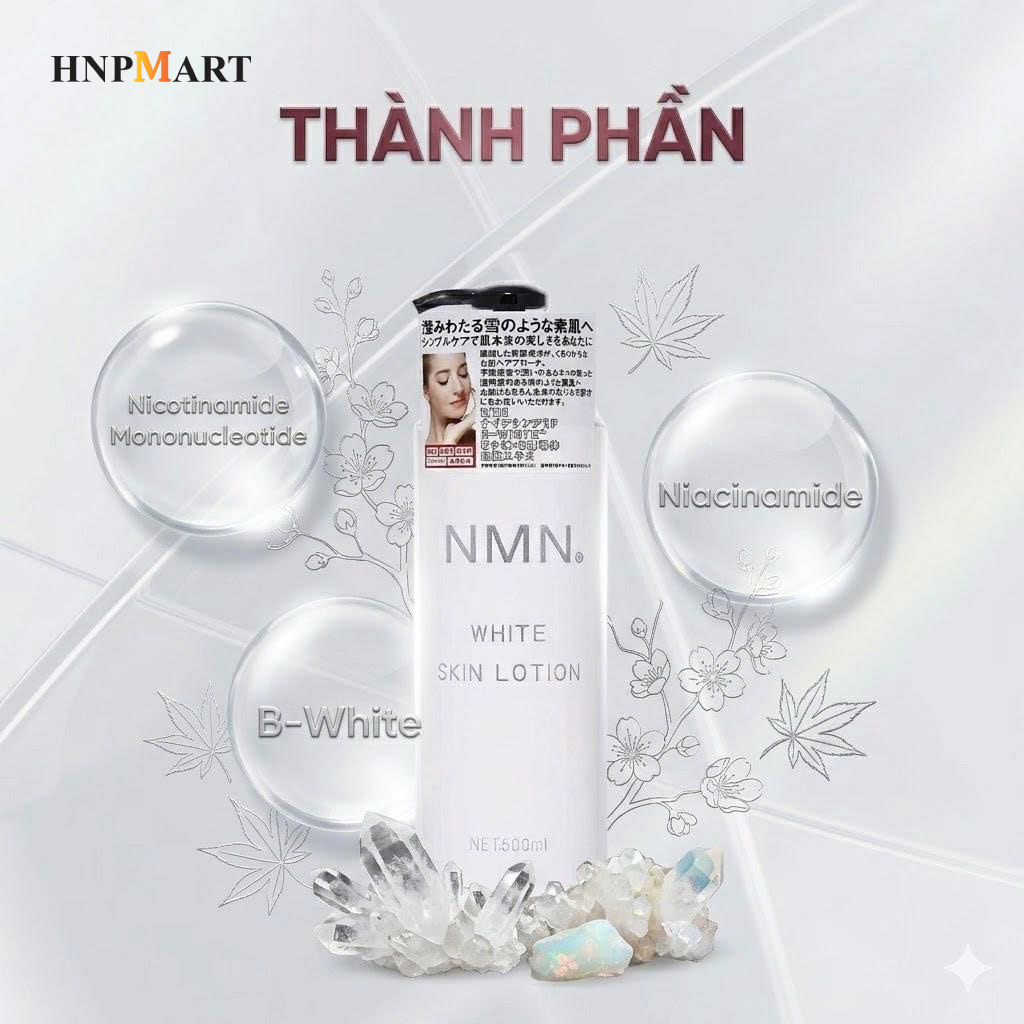 Nước Hoa Hồng NMN White Skin Lotion, Dưỡng Trắng Da, Chống Lão Hoá 500ml - Ảnh 4