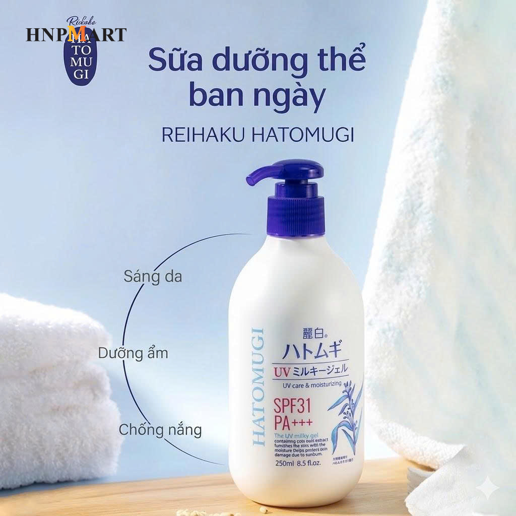 Sữa dưỡng thể chống nắng Hatomugi SPF31 PA+++ Nhật Bản, 250ml - Ảnh 5