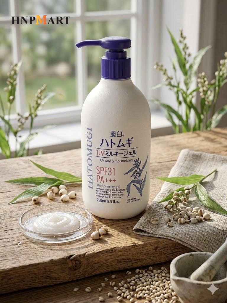 Sữa dưỡng thể chống nắng Hatomugi SPF31 PA+++ Nhật Bản, 250ml - Ảnh 6