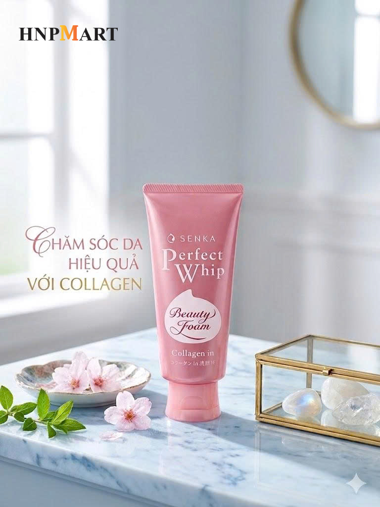 Sữa Rửa Mặt Senka Perfect Whip Tạo Bọt Bổ Sung Collagen Ngăn Ngừa Lão Hóa 120g - Ảnh 5