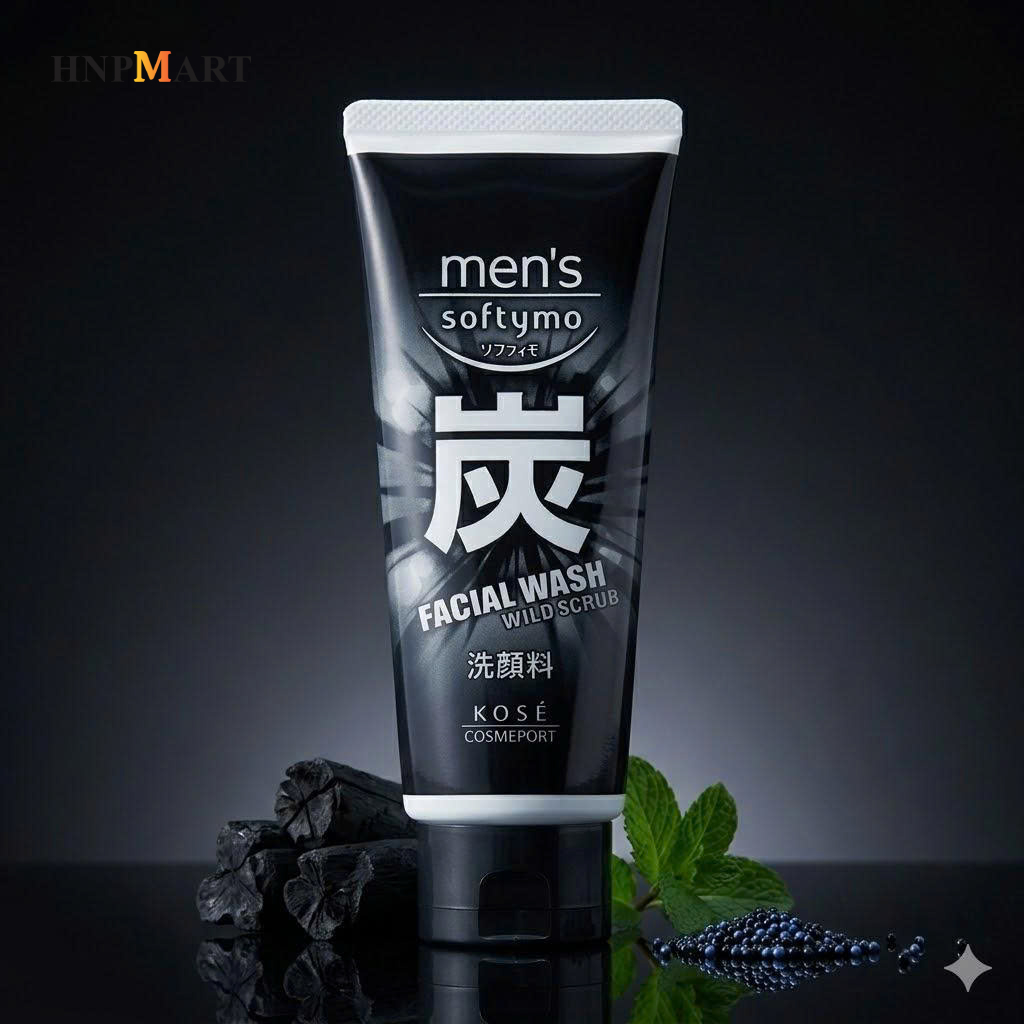 Sữa Rửa Mặt Than Hoạt Tính Kose Softymo MENʼS 130g - Ảnh 4