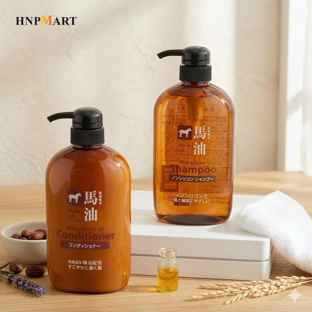 Dầu Gội Xả mỡ ngựa Horse Oil 600ml - Ảnh 4