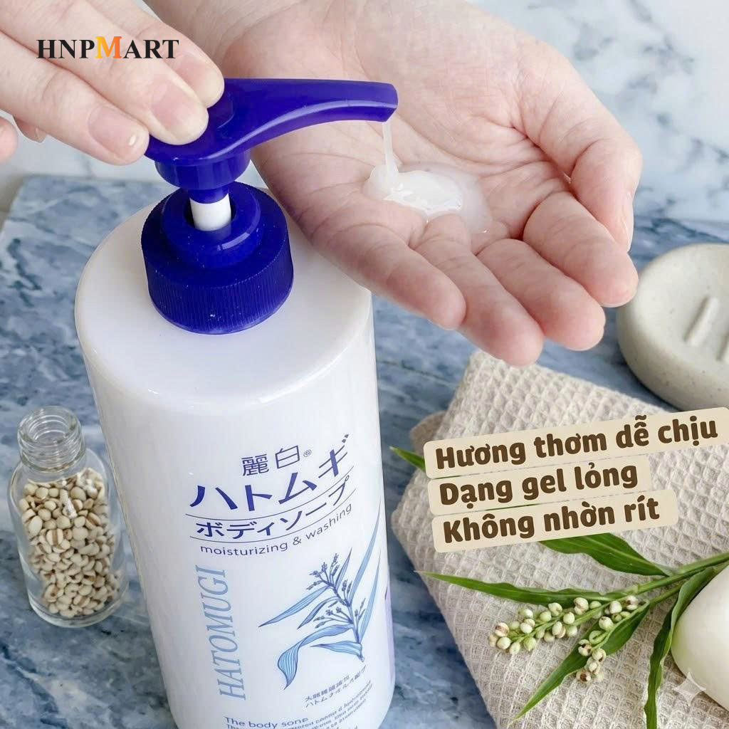 Sữa tắm dưỡng ẩm trắng da Hatomugi Nhật Bản 800ml - Ảnh 6