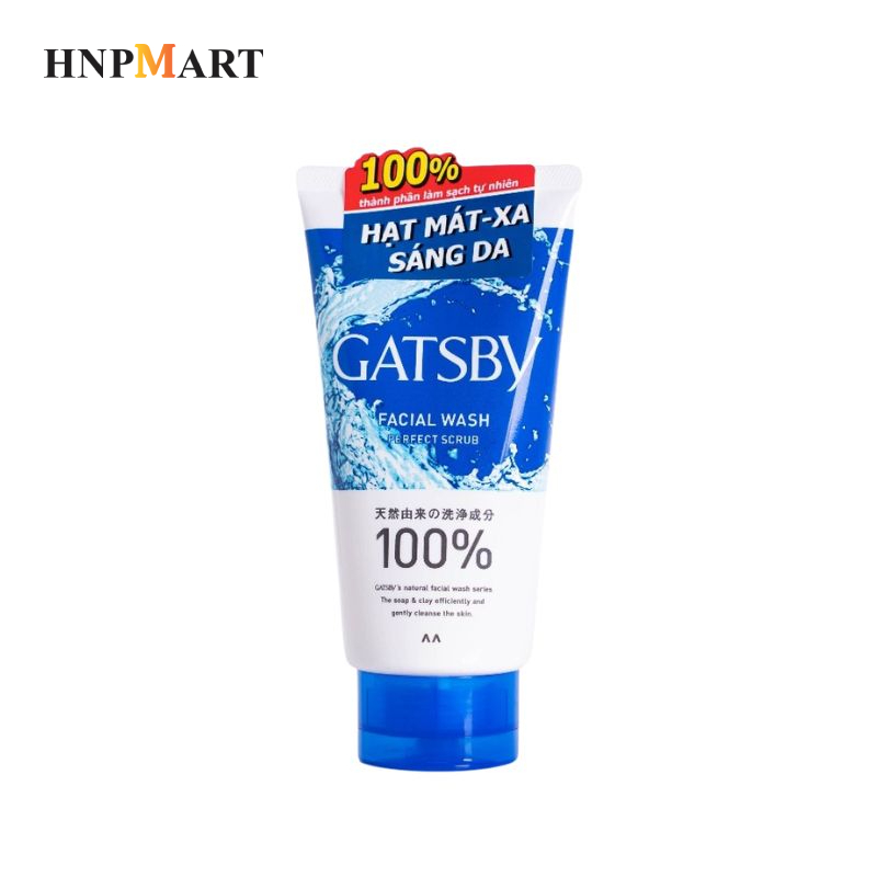 Sữa Rửa Mặt GATSBY Facial Wash Perfect Scrub Có Hạt Mát-Xa Sáng Da & Mát Lạnh 130g