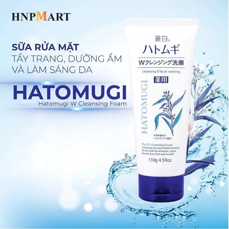 Sữa rửa mặt tẩy trang làm sáng da Nhật Bản Reihaku Hatomugi 130g - Ảnh 3