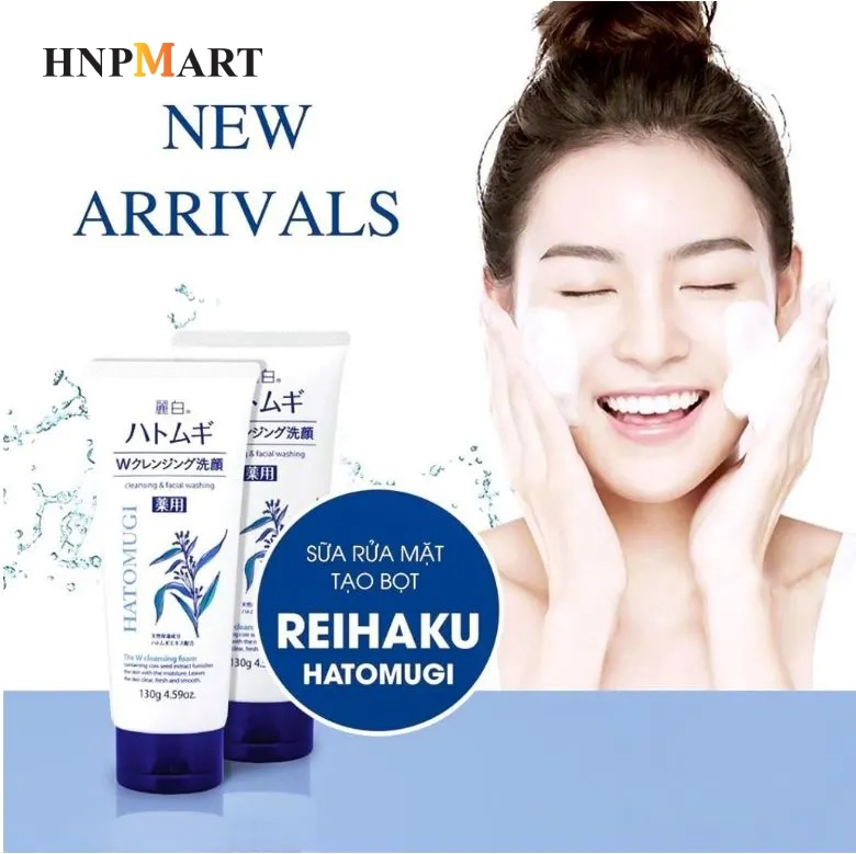 Sữa rửa mặt tẩy trang làm sáng da Nhật Bản Reihaku Hatomugi 130g - Ảnh 4