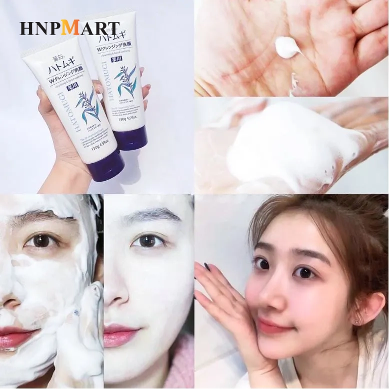 Sữa rửa mặt tẩy trang làm sáng da Nhật Bản Reihaku Hatomugi 130g - Ảnh 5