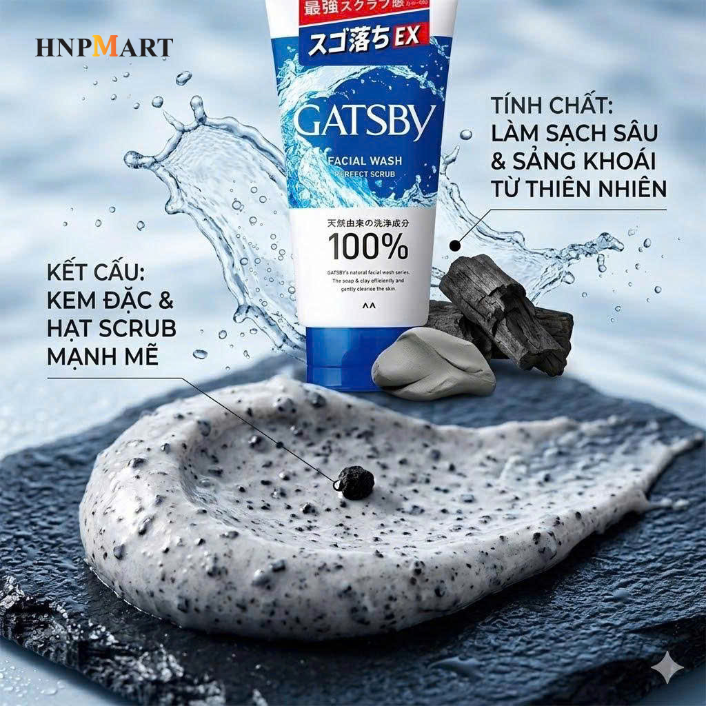 Sữa Rửa Mặt GATSBY Facial Wash Perfect Scrub Có Hạt Mát-Xa Sáng Da & Mát Lạnh 130g - Ảnh 4